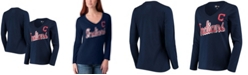 G-III 4Her by Carl Banks Women's Navy Cleveland Indians Perfect Game Long Sleeve V-Neck T-shirt